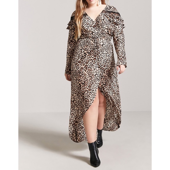 ( SOLD ) Plus Size Leopard Print Wrap Maxi Dress - Picture 2 of 3